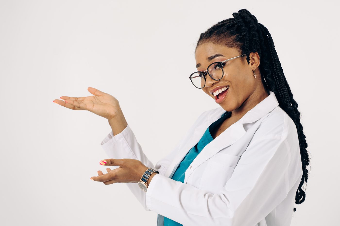 Black healthcare professional with a stethoscope, illustrative photograph
